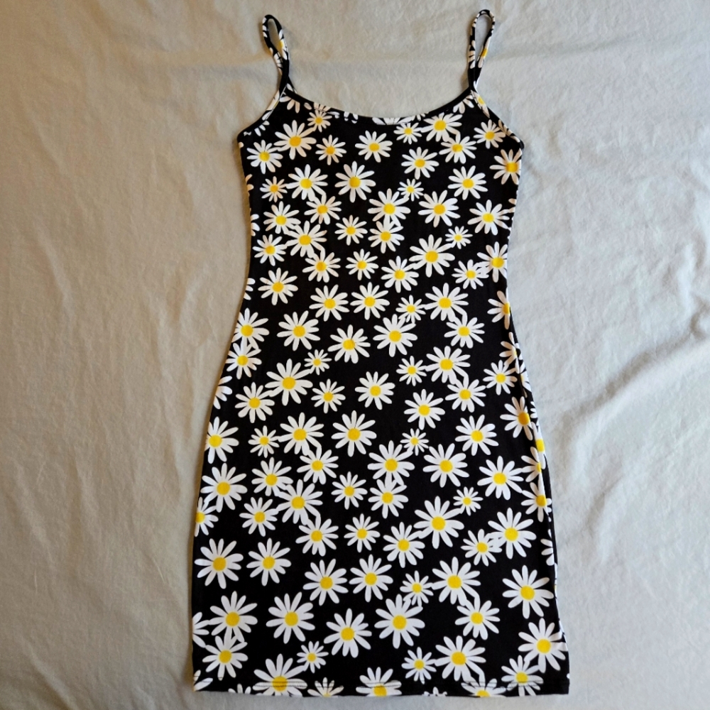 Ragstock Vintage Style Daisy Cami Spaghetti Strap Mini Slip Dress - 90s y2k